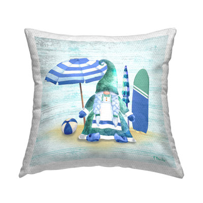 Green Gnome Fun Blue Beachball Outdoor Printed Pillow by Paul Brent