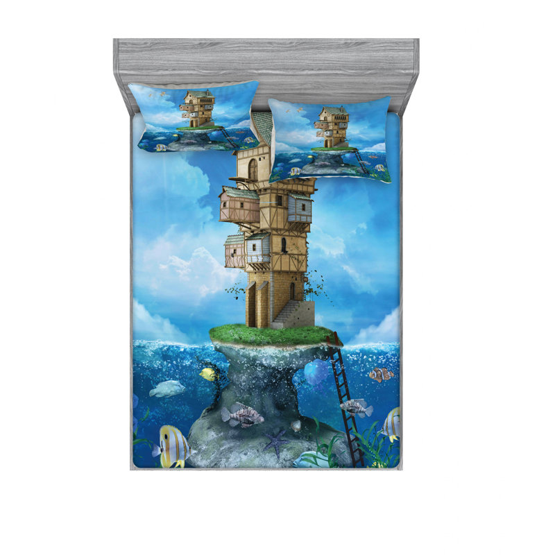 Ensemble de draps Fantasy Fisherman House, Ensemble de drap pour grand lit avec drap-housse