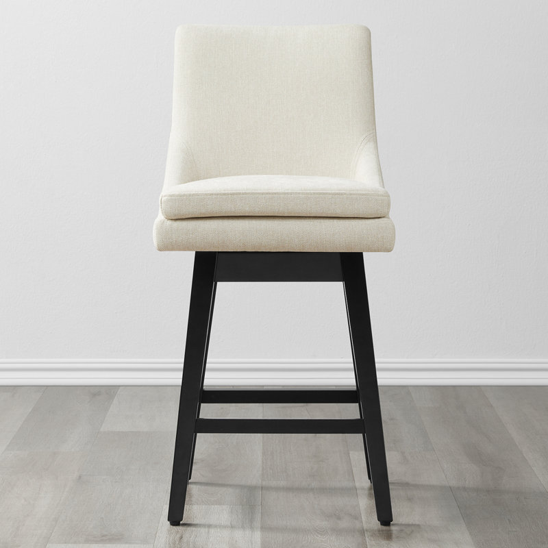 Aleksy Swivel 26'' Counter Stool, Cream Polyester Blend