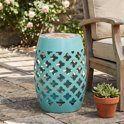 Tabouret de jardin 12 po, table de bout de patio, table d'appoint ronde à tambour creux, table d'appoint pour l'intérieur et l'extérieur