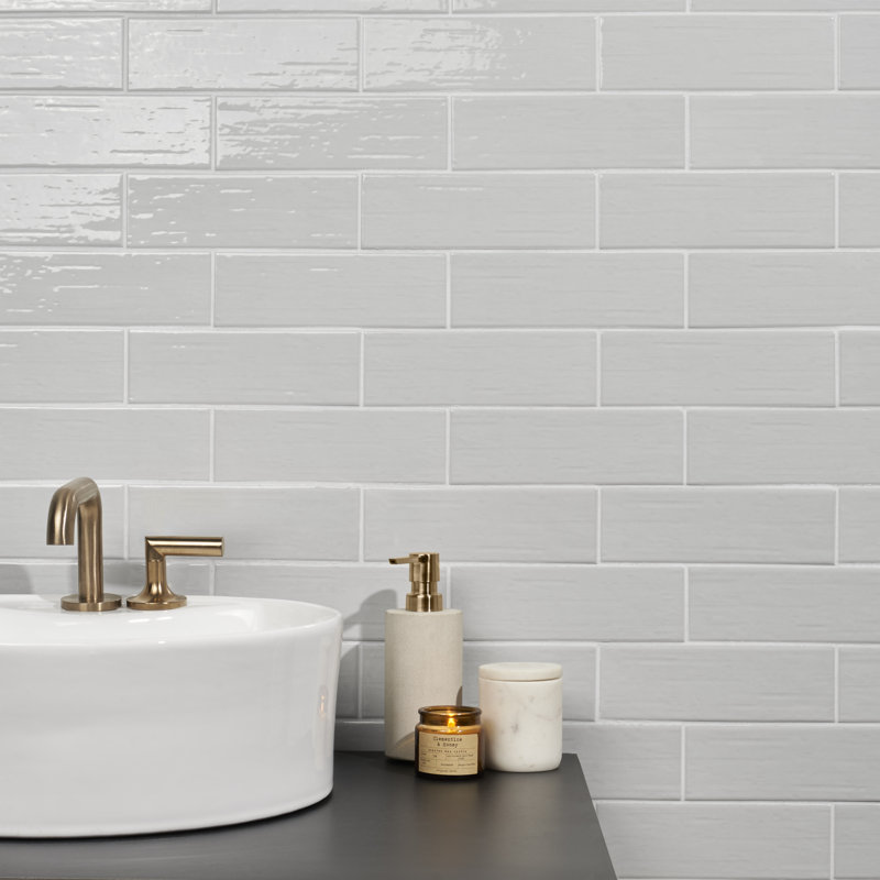 Furnace 3" x 9" Porcelain Brick Look Wall & Floor Tile (7.52 Sq. Ft. / Case), Silver