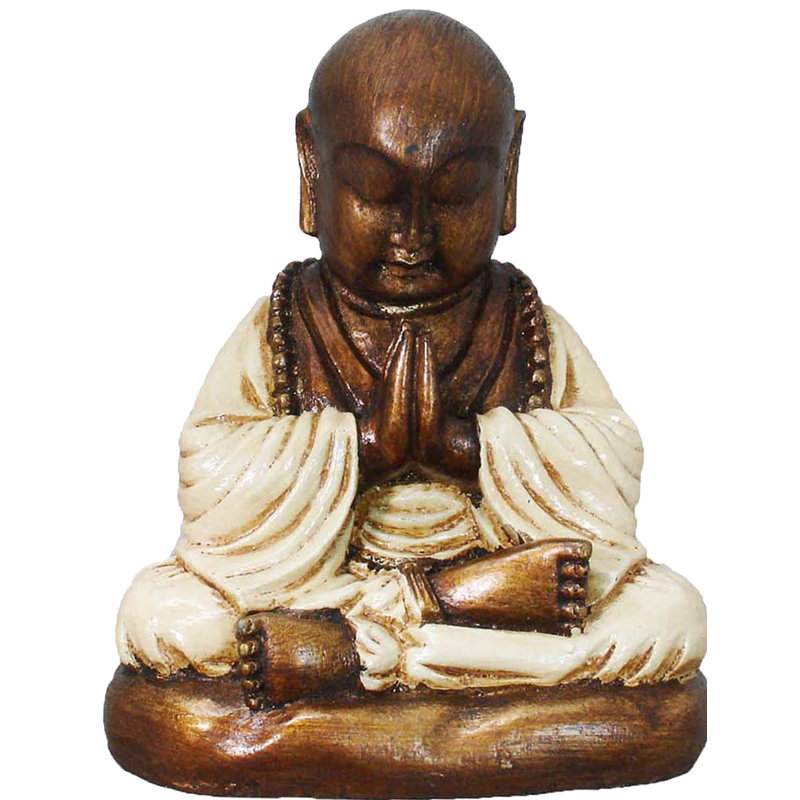 Figurine priant monk Lataif, Blanc, H 7 po x l 5 po x P 4 po