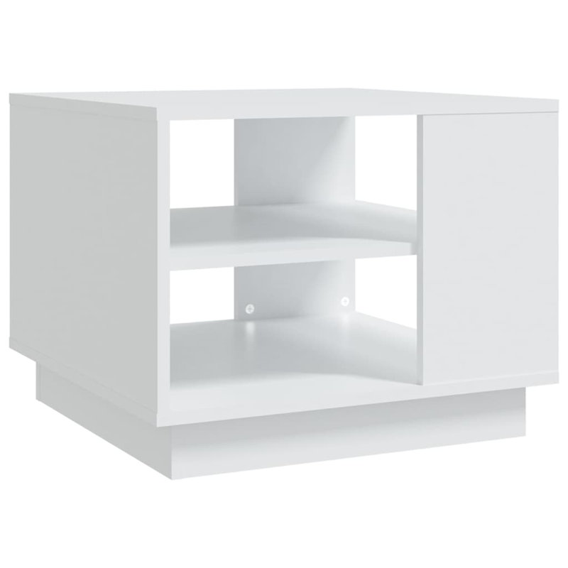 Glass End Table with Storage, White, 21.7"x21.7"x16.9"