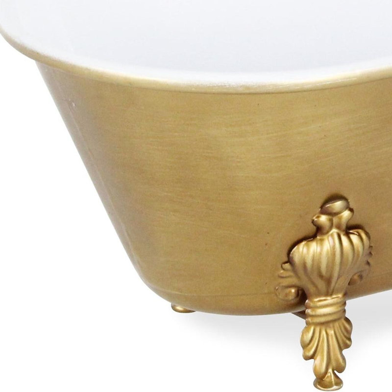 Baignoire décorative en métal doré et blanc 12 po