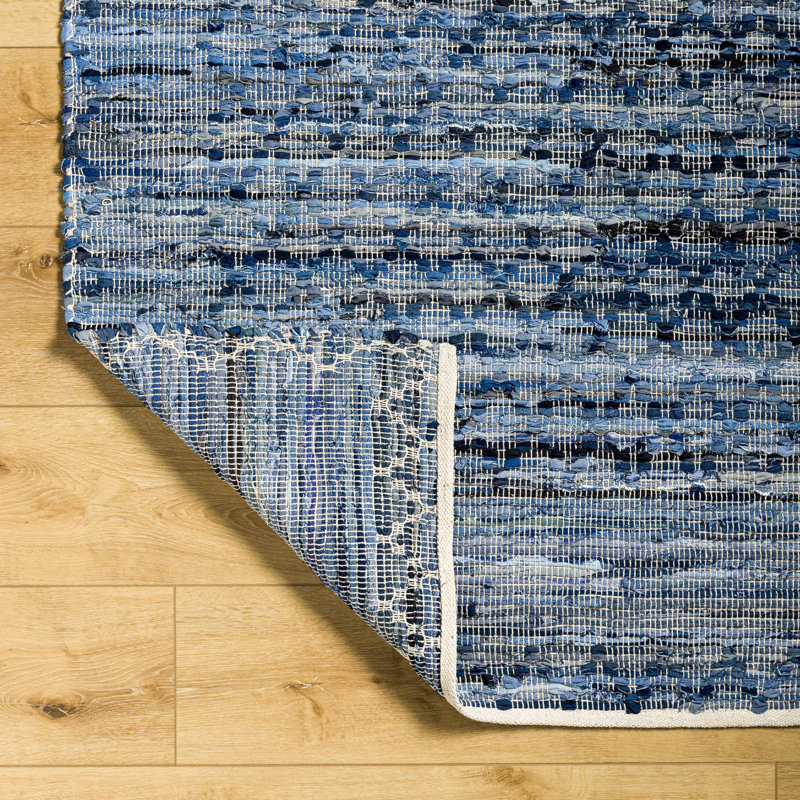 Caila Geometric Handmade Flatweave Recycled P.E.T. Area Rug in Blue/Gray, Rectangle 8' x 10'