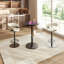 Table de bar ronde 24 po avec plateau en verre avec lumières DEL tactiles et crochet pour la cuisine Bistro, fêtes
