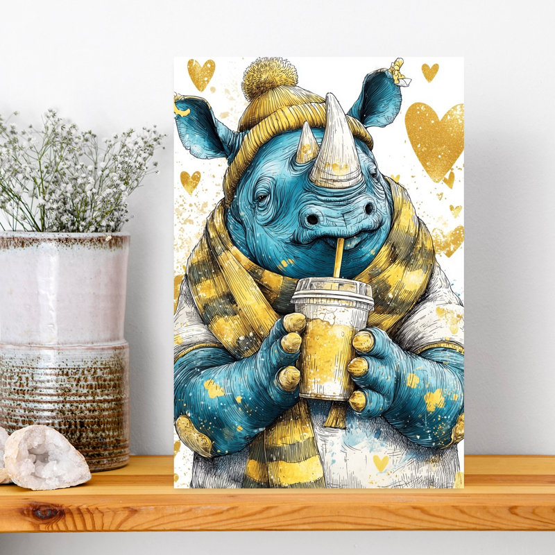 Cozy Blue Rhino, 18" H x 12" W