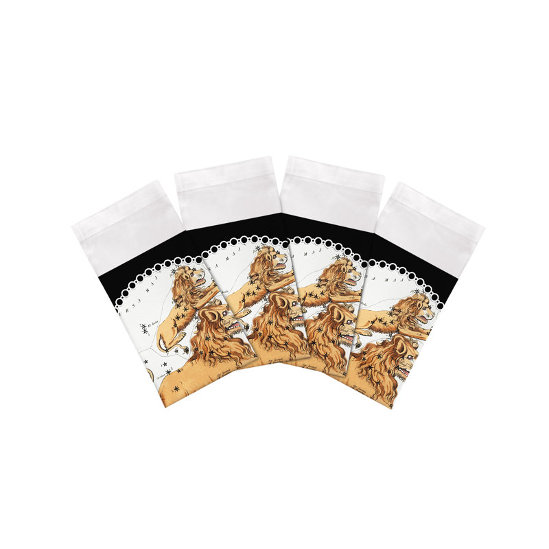 Zodiac Leo Cotton Sateen Dinner Napkins, Black