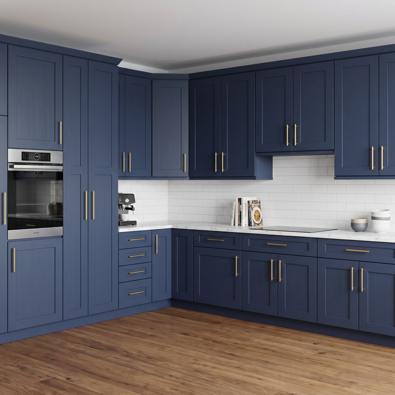 Armoire murale bleu marine Shaker, structure en bouleau massif, boîte d'armoire en contreplaqué, tablette réglable, finition matte douce, plusieurs tailles