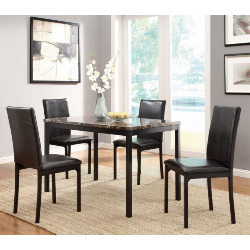 Ensemble repas pour 4 personnes Jem, Noir, Marbre noir