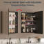 Armoire à pharmacie sans cadre avec miroir, encastré ou à fixation en surface, tablettes réglables en verre trempé, rangement grande capacité, porte réversible-428814976-428814977