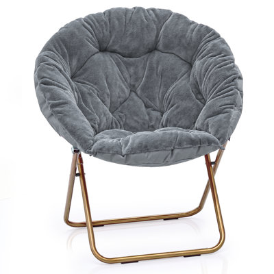 Amey Foldable Round Saucer Chair Portable Dorm Chair Lounge Chair Accent Chair for Bedroom Living Room