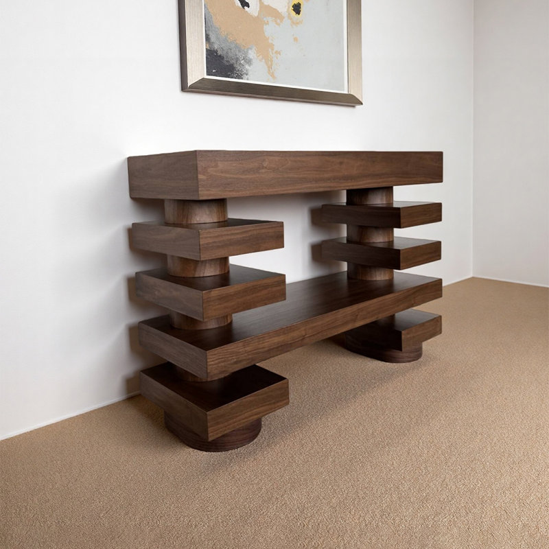 Console créative moderne en bois, H 33,46 po x l 43,31 po x P 15,75 po, Marron foncé