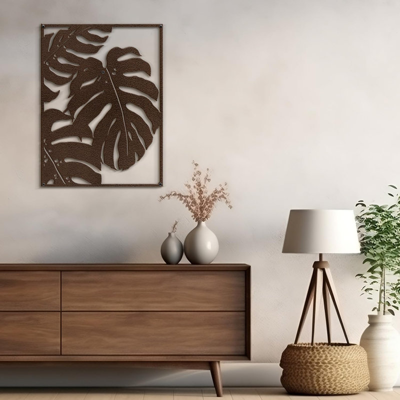 Décoration murale abstraite murale tropicale tropicale tropicale, H 18 po x l 13,43 po x P 0,05 po, Brun