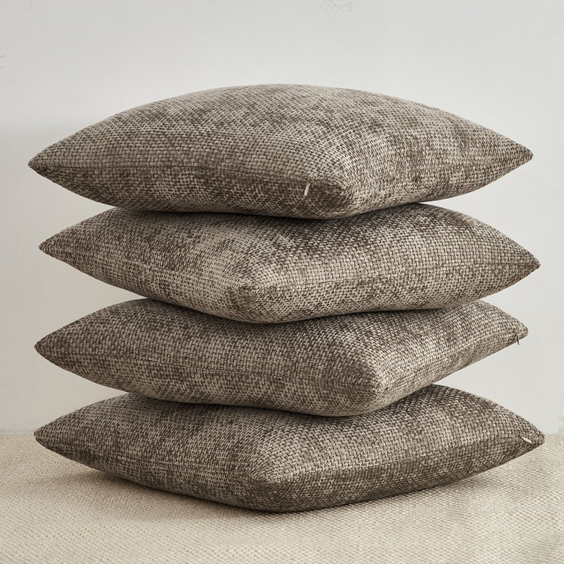 Housses de coussin décoratif en chenille 18 x 18 pouces, Carré 18 po, Kaki