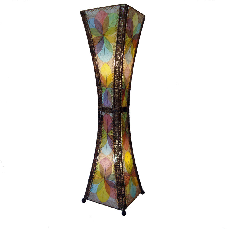 Conrado 48'' Black Column Floor Lamp, Natural/Green