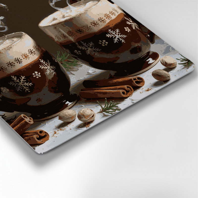 Lait de Noël dans des tasses festives, art mural en métal noir, H 32 po x l 32 po