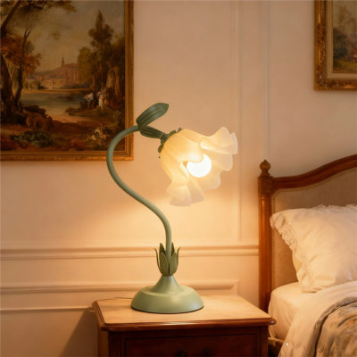 Floral Table Lamp, Adjustable Gooseneck Bedside Lamp With 3 Colour Temperatures, E26 Base For Bedroom & Office