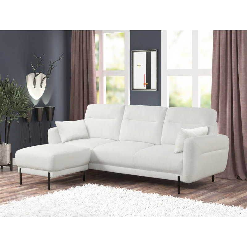 Lily Fur Reversible Sectional, White Cotton