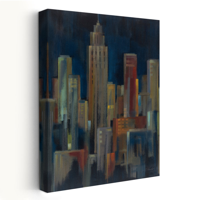 New York Nights II - Architecture noir bleu brun, H 24 po x l 16 po