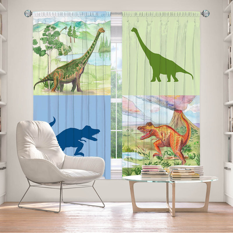 Paire de rideaux occultant et isolant avec passe-tringle Dinosaur Collage, L 40 po x L 61 po