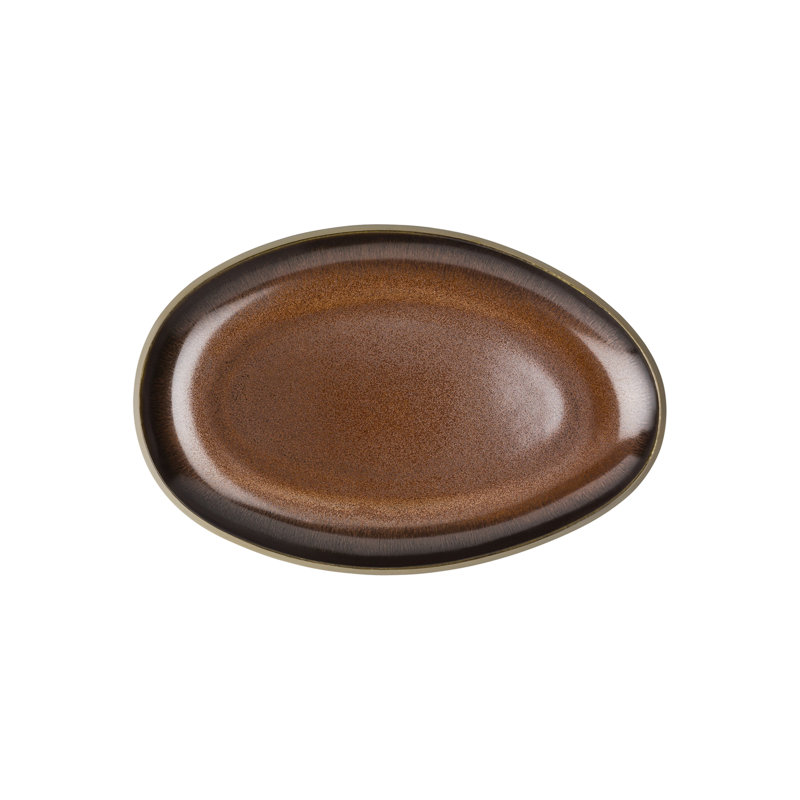 Junto Stoneware Platter, Bronze, 1" H x 9.75" L x 6.5" W