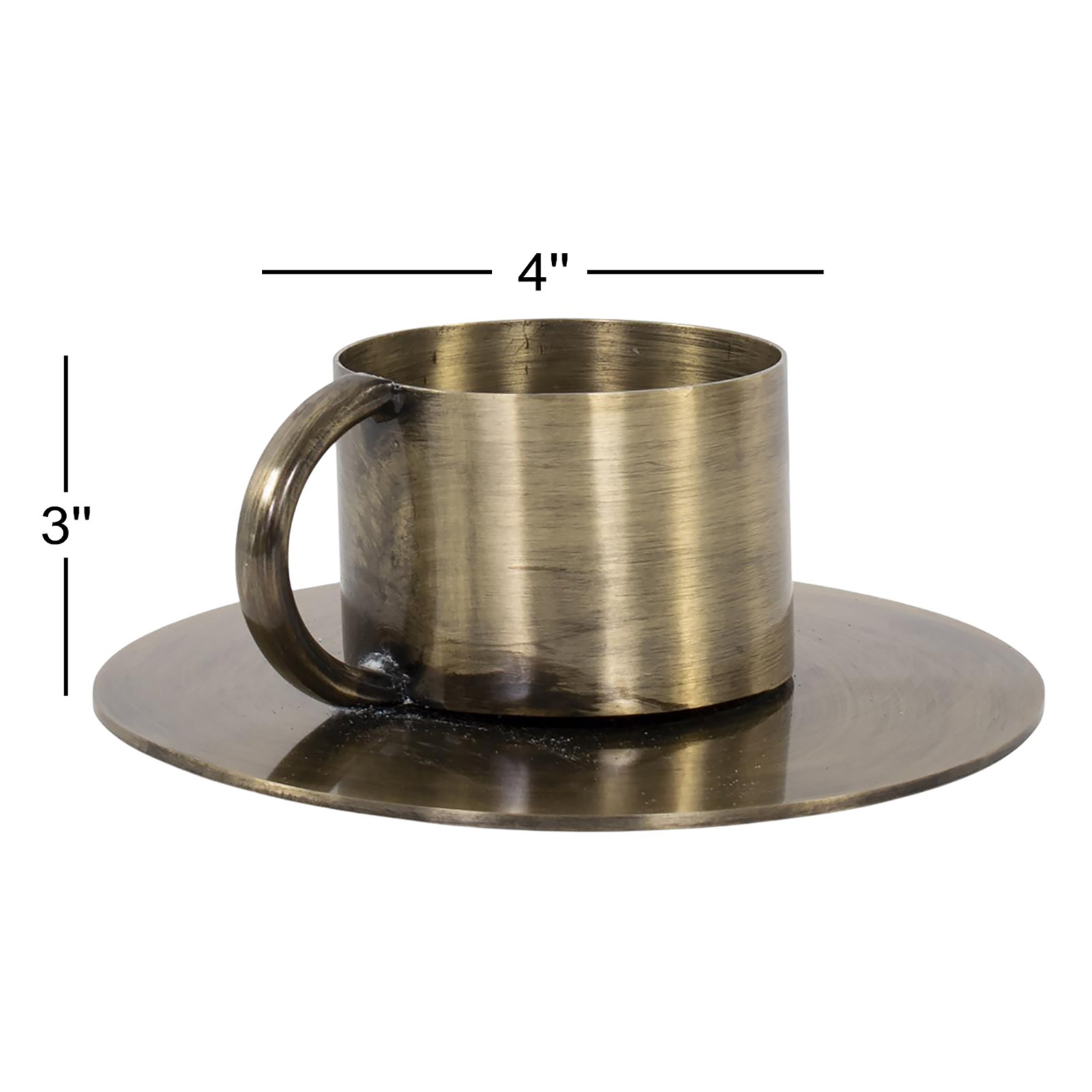 Italo Short Antique Brass Candle Holder with Handle