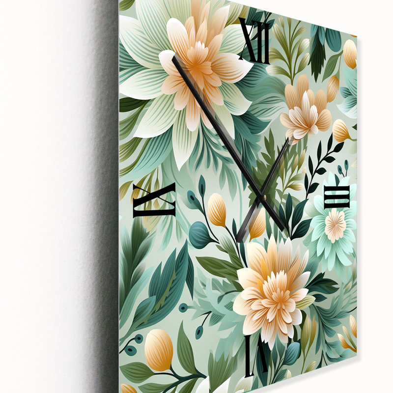 Janardam - Horloge murale moderne florale, H 32 po x l 16 po x P 1 po