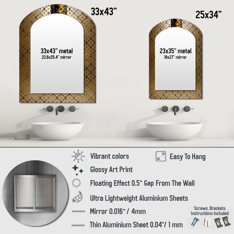 Luxury Brand Bionic Heel I - Miroir mural décoratif asymétrique tendance, 34 po x 25 po