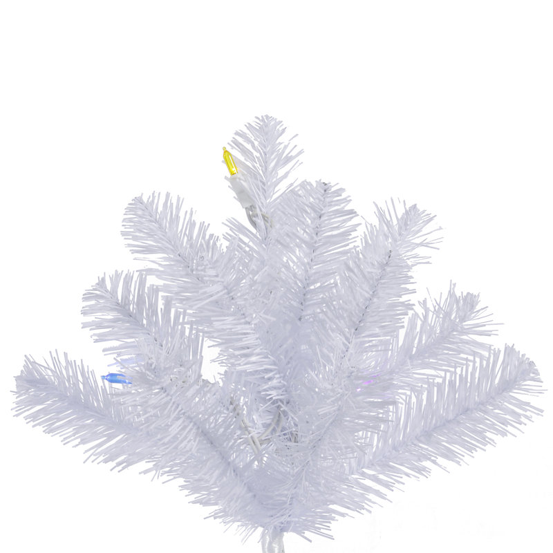 Crystal White Pine Artificial Christmas Tree with LED Multi Colored Lights with Stand, 6.5' H, Multi-colored LED