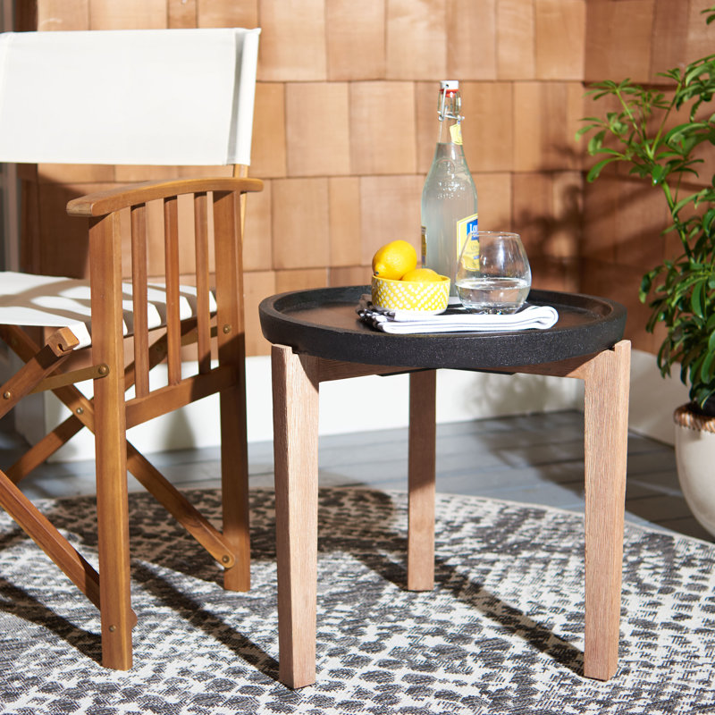 Summerfield Round Acacia Outdoor Side Table , in. W in. D, Black, 20.8" L x  20.8" W