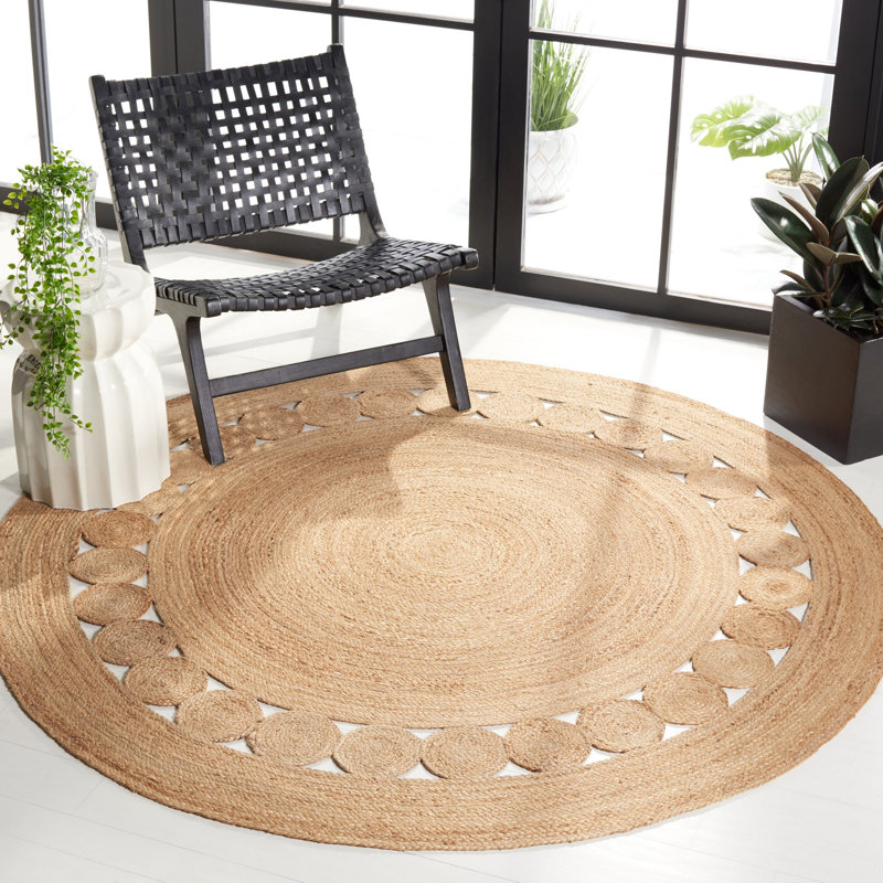 Round Casas Jute Beige Area Rug, Round 5'