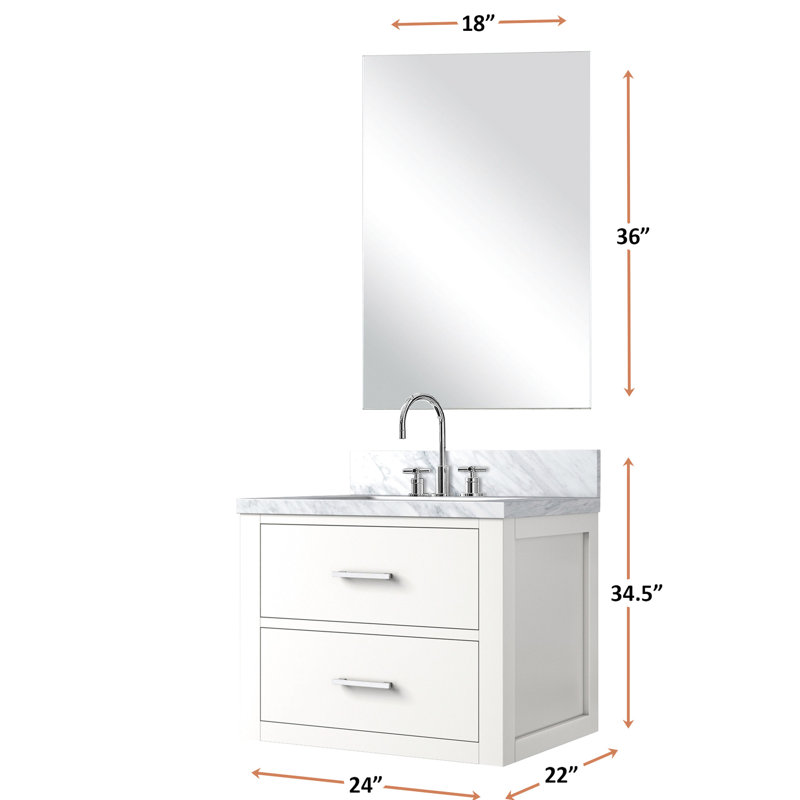 Meuble-lavabo blanc avec comptoir en acrylique blanc, 24 po X P 18 po, ensemble de meuble-lavabo avec robinet et miroir, robinet inclus