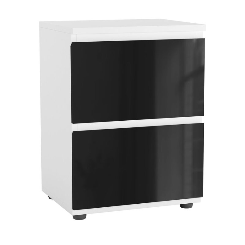 Otella 36cm W Metal Bedside Table, White/Black