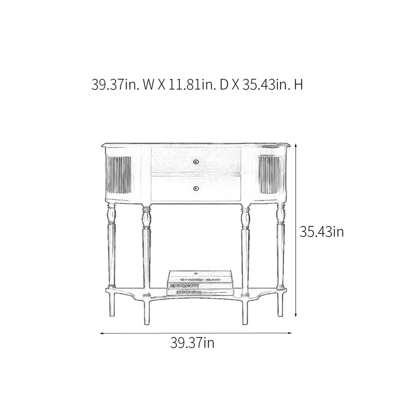 Retro Minimalist Console Table with Drawers, 35.43" H x 39.37" W x 11.81" D