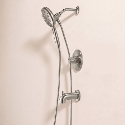 Ensemble de robinet de baignoire en nickel brossé avec pomme de douche à main Nicoli 14 Series, ensemble de garniture de valve, acier inoxydable (valve incluse)