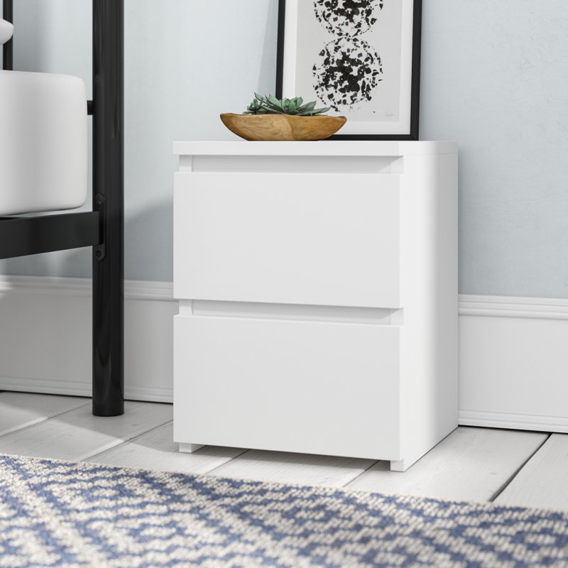 Delancey 30cm W Manufactured Wood Bedside Table, White