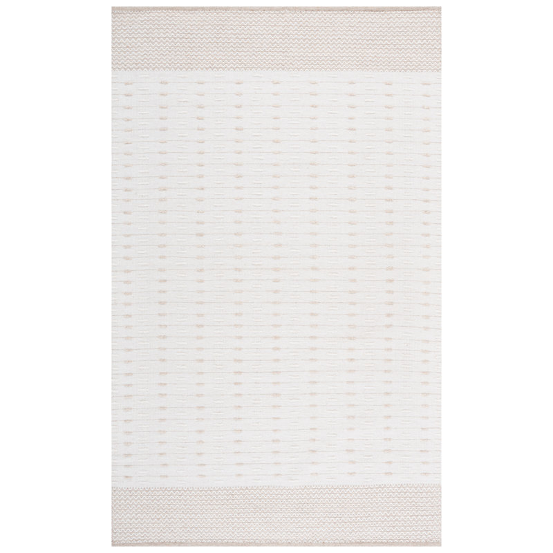 Martha Stewart 9625 Hand Woven Wool/Cotton Geometric Rug in Ivory, Rectangle 5' x 8'