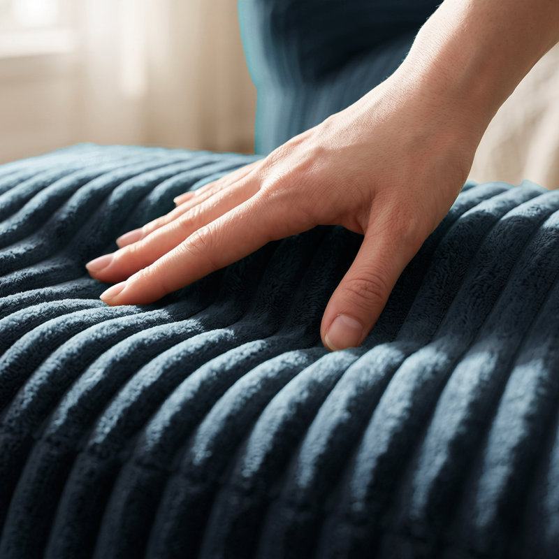 Compression Bean Bag Chair with Ottoman , Comfy Memory Foam Large Lazy Sofa, Navy Blue Corduroy