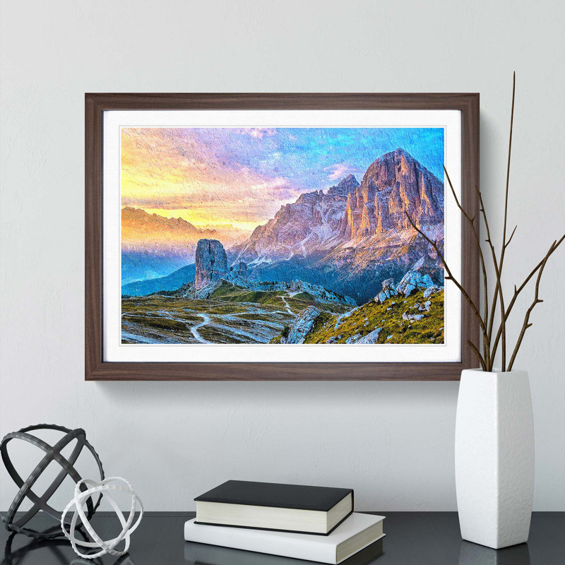 Mountain View - Picture Frame Painting Print, Walnut Framed, 48cm H x 65cm W x 2cm D