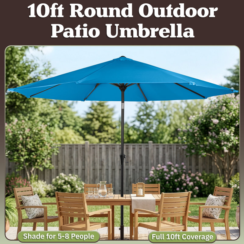 Pure Garden 10FT Outdoor Patio Umbrella, Brilliant Blue