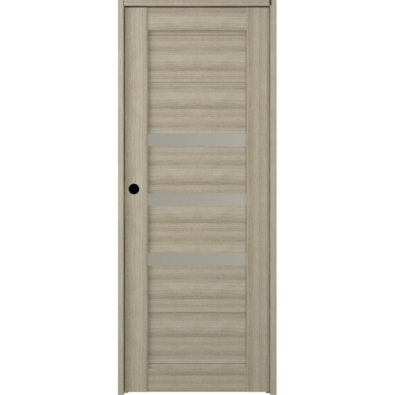 Porte standard en bois manufacturé lambrissé et verre préfini, Pin, 24 po x 96 po