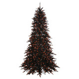 Black Fir With Orange Lights Lighted Artificial Fir Christmas Tree
