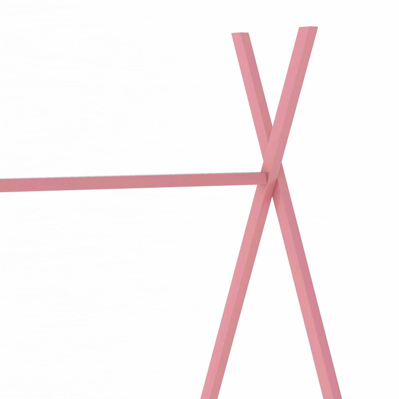 Metal House Platform Bed, Twin, Pink