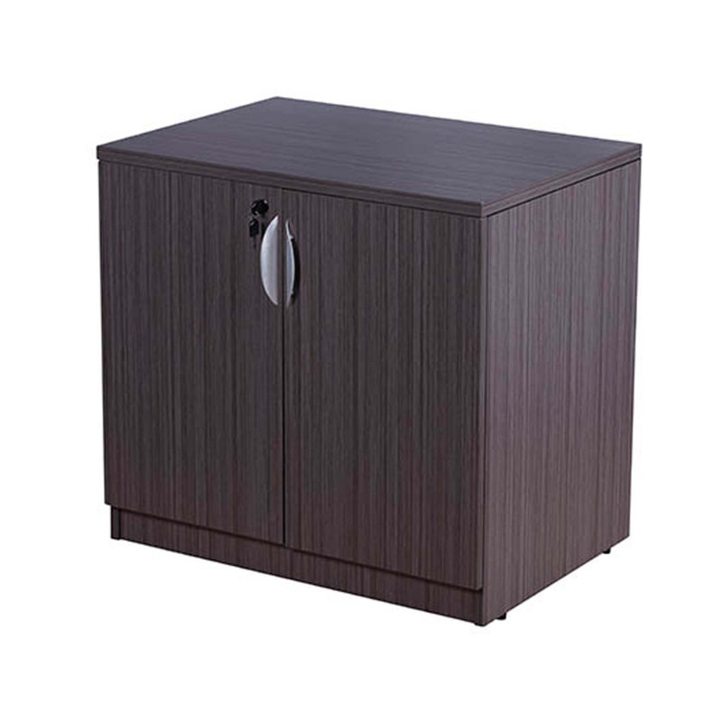 Doe Office Storage Cabinet With 2 Doors, Driftwood Gray, 31 Inch Wide, Driftwood Smoke Gray