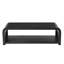 Table basse rectangulaire incurvée en rotin, table centrale de rangement à 2 niveaux en bois, table basse bohème de style ferme pour salon, appartement, décoration intérieure, noir-2023375079