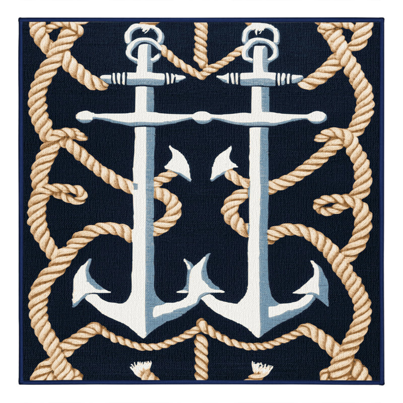  Tapis côtier lavable à double ancre, Carré 4 pi