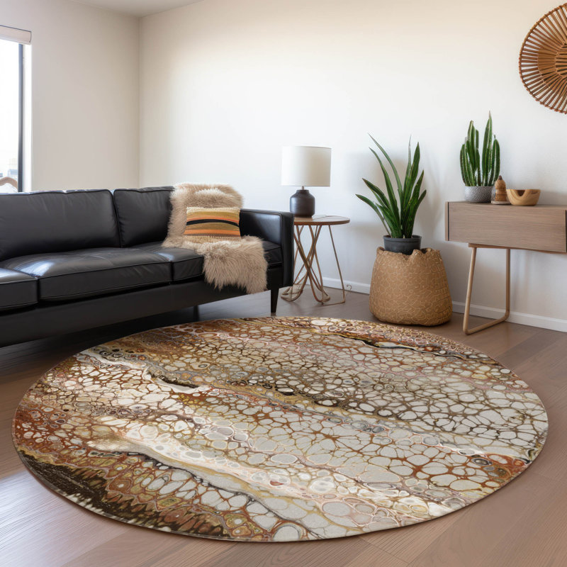 Premium Machine Washable Chananya Riverbed Rug, Round 8'