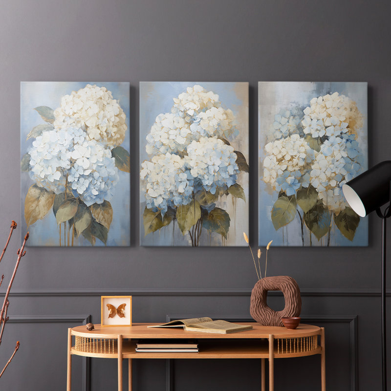 Floral Study Series XLII - Ensemble de 3 toiles tendues avec châssis - Prêt à être accroché, H 27 po x l 18 po