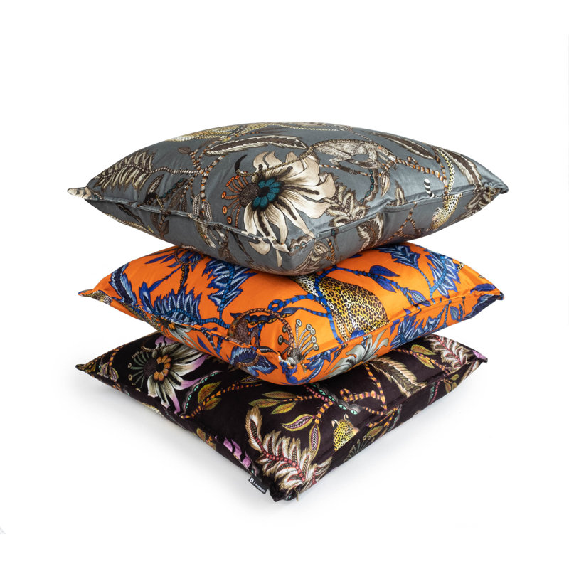 Ardmore 'Monkey Bean' Velvet Pillow, Flame